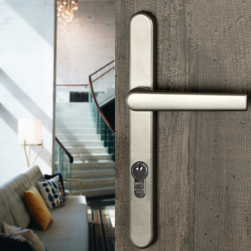 Poignée de porte inox gris EW1416 extra-plate pour porte-fenêtre côté extérieur vis non apparentes, Baltic