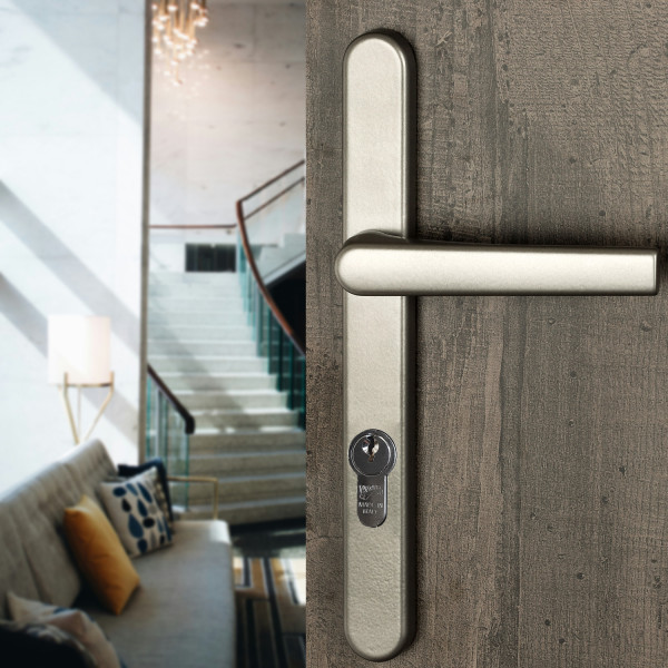 Poignée de porte inox gris EW1416 extra-plate pour porte-fenêtre côté extérieur vis non apparentes, Baltic