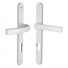 2 poignées de porte d'entrée BALTIC, Saillie réduite côté extérieur, Aluminium blanc mat entraxe 195 mm