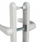 2 poignées de porte d'entrée BALTIC, Saillie réduite côté extérieur, Aluminium blanc mat entraxe 195 mm