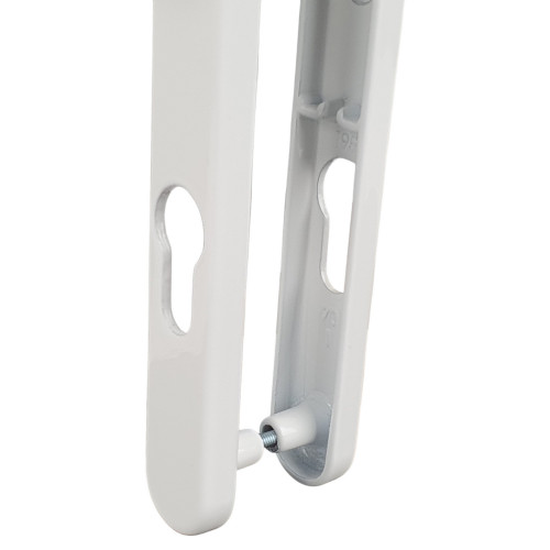 2 poignées de porte d'entrée BALTIC, Saillie réduite côté extérieur, Aluminium blanc mat entraxe 195 mm