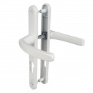 2 poignées de porte d'entrée BALTIC, Saillie réduite côté extérieur, Aluminium blanc mat entraxe 195 mm