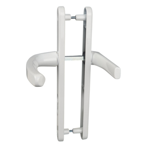 2 poignées de porte d'entrée BALTIC, Saillie réduite côté extérieur, Aluminium blanc mat entraxe 195 mm