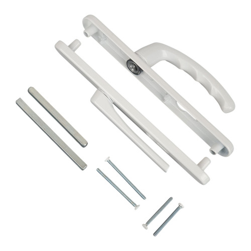 2 poignées de porte d'entrée BALTIC, Saillie réduite côté extérieur, Aluminium blanc mat entraxe 195 mm