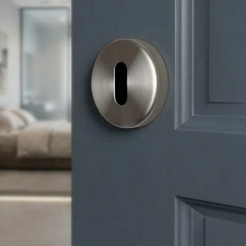 2 rosaces de poignée de porte rondes lisse AXIA, Inox gris