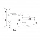 2 poignées de porte ALBERTVILLE, Métal canon de fusil entraxe 195 mm