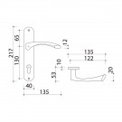 2 poignées de porte ALBERTVILLE, Métal canon de fusil entraxe 195 mm