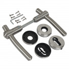 2 poignées de porte GLOBO, Rosace ronde, Industriel et atelier, Inox 304 mat