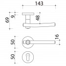 2 poignées de porte GLOBO, Rosace ronde, Industriel et atelier, Inox 304 mat