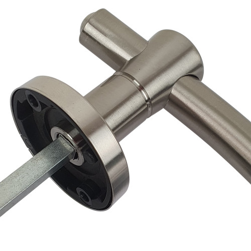 2 poignées de porte GLOBO, Rosace ronde, Industriel et atelier, Inox 304 mat