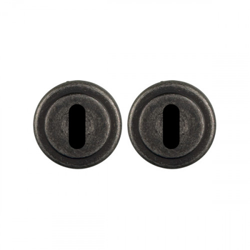 2 rosaces de poignée de porte ronde Vintor, Laiton fer antique