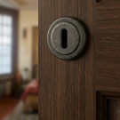 2 rosaces de poignée de porte ronde Vintor, Laiton fer antique