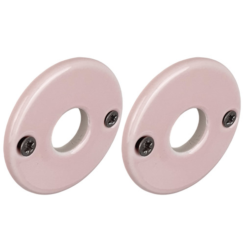2 poignées sur rosaces rondes LIZON, porcelaine rose - Design Chic - Rosace de béquille