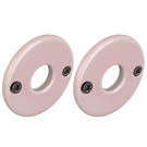 2 poignées sur rosaces rondes LIZON, porcelaine rose - Design Chic - Rosace de béquille