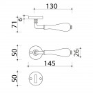 2 poignées sur rosaces rondes LIZON, porcelaine rose - Schéma rosace entrée de clé pour chambre à coucher