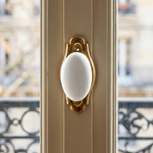 Poignée de fenêtre crémone OLIVE, Porcelaine et Laiton doré, Cottage Chic