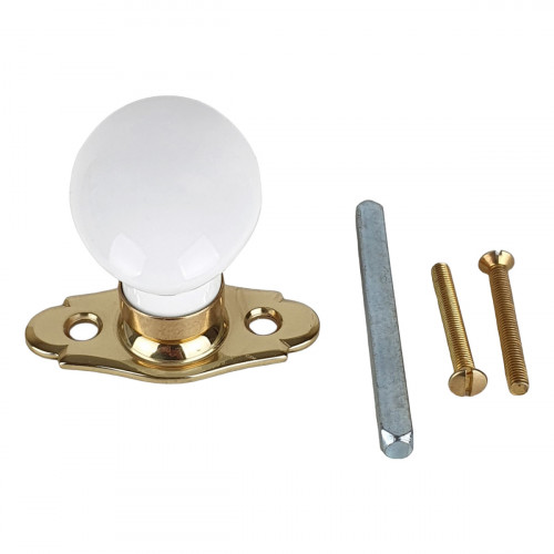 Poignée de fenêtre crémone OLIVE, Porcelaine et Laiton doré, Cottage Chic