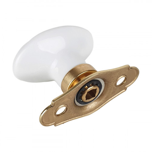 Poignée de fenêtre crémone OLIVE, Porcelaine et Laiton doré, Cottage Chic