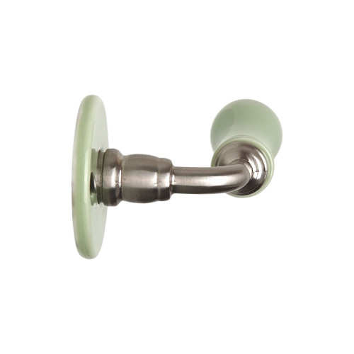 2 poignées de porte LIZON, Rosace ronde, Design Chic, Porcelaine verte - Sans trou de serrure