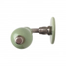2 poignées de porte LIZON, Rosace ronde, Design Chic, Porcelaine verte - Sans trou de serrure