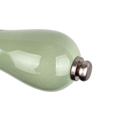 2 poignées de porte LIZON, Rosace ronde, Design Chic, Porcelaine verte - Sans trou de serrure