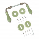 2 poignées de porte LIZON, Rosace ronde, Design Chic, Porcelaine verte - Avec paire rosaces Clé chambre