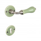 2 poignées de porte LIZON, Rosace ronde, Design Chic, Porcelaine verte - Avec paire rosaces Clé chambre