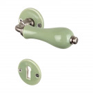 2 poignées de porte LIZON, Rosace ronde, Design Chic, Porcelaine verte - Avec paire rosaces Clé chambre