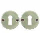 2 poignées de porte LIZON, Rosace ronde, Design Chic, Porcelaine verte - Avec paire rosaces Clé chambre