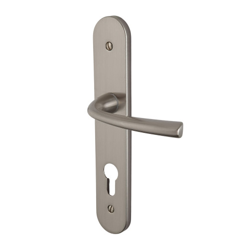 Poignée de porte cylindre Magali en zamak nickel mat entraxe 165 mm
