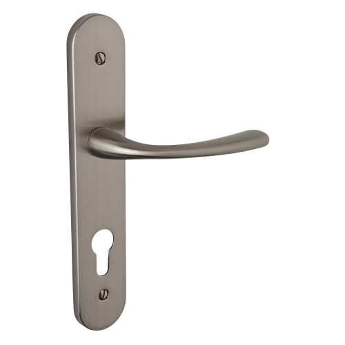 Poignée de porte cylindre Magali en zamak nickel mat entraxe 165 mm