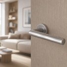 2 poignées de porte sur rosace ALBACETE, Inox mat