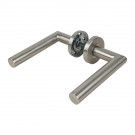 2 poignées de porte sur rosace ALBACETE, Inox mat