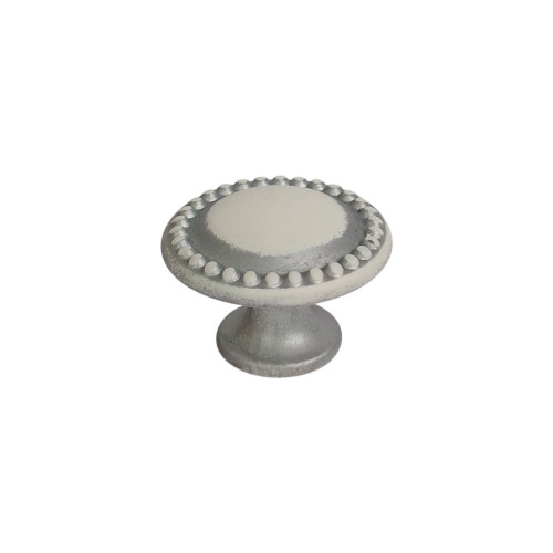 Bouton de meuble CERUSE, Zamak blanc argenté | Cottage