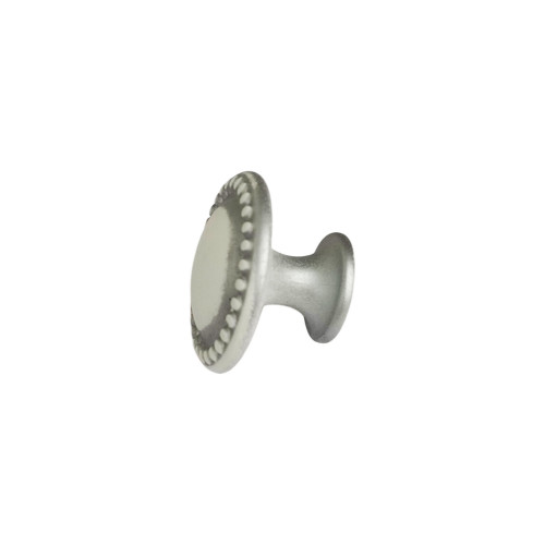 Bouton de meuble CERUSE, Zamak blanc argenté | Cottage