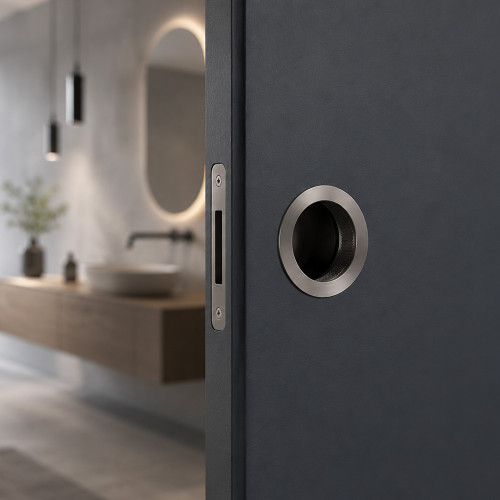 Tire-doigt encastrable porte coulissante BASIC, Zamak nickel mat