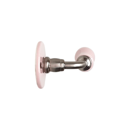 2 poignées sur rosaces rondes LIZON, porcelaine rose - Design Chic - Gros plan