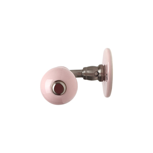 2 poignées sur rosaces rondes LIZON, porcelaine rose - Design Chic - Gros plan