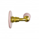 2 poignées de porte LIZON, Rosace ronde, Design Chic, Porcelaine rose, Coude laiton poli doré