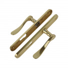 2 poignées de porte ANNA, Laiton poli pour porte d'entrée entraxe 195 mm