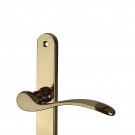2 poignées de porte ANNA, Laiton poli pour porte d'entrée entraxe 195 mm