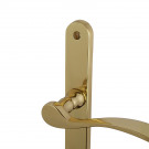 2 poignées de porte ANNA, Laiton poli pour porte d'entrée entraxe 195 mm