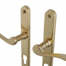 2 poignées de porte ANNA, Laiton poli pour porte d'entrée entraxe 195 mm