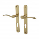 2 poignées de porte ANNA, Laiton poli pour porte d'entrée entraxe 195 mm