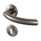 Poignée de porte NERO avec rosace de fonction entrée de clé, Rosace ronde, Industriel et atelier, Inox 304 mat