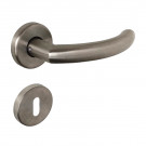 Poignée de porte NERO avec rosace de fonction entrée de clé, Rosace ronde, Industriel et atelier, Inox 304 mat