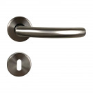 Poignée de porte NERO avec rosace de fonction entrée de clé, Rosace ronde, Industriel et atelier, Inox 304 mat