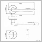 Schéma technique de la poignée de porte NERO, Rosace ronde, Industriel et atelier, Inox 304 mat, clé