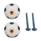 Lot de 2 boutons de meuble FOOT, Blanc et noir Ø31mm