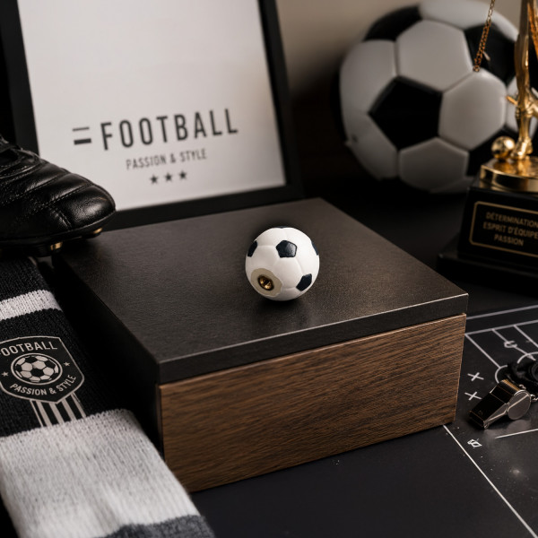 2 boutons de meuble FOOT, Blanc et noir - Style ballon de football - Ø31mm